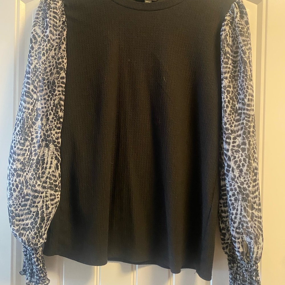 Dorothy Perkins Black Blouse with Patterned Sleeves